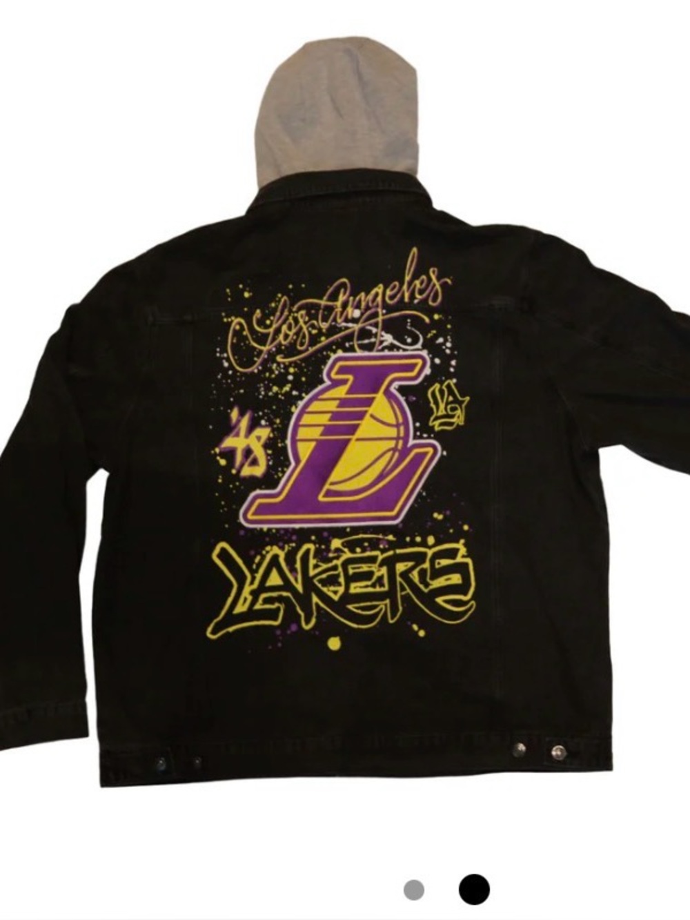 The Wild Collective LA Lakers Jean Jacket with gray hood